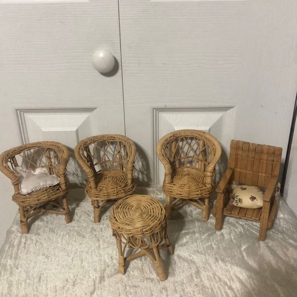 Barbie Other - VINTAGE Wicker Barbie Furniture 80s